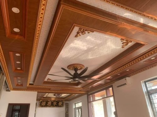 Trần Nhựa Nano PS Dát Vàng 2 Máng 550